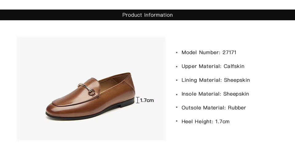 Genuine Leather Classic Loafers for Women