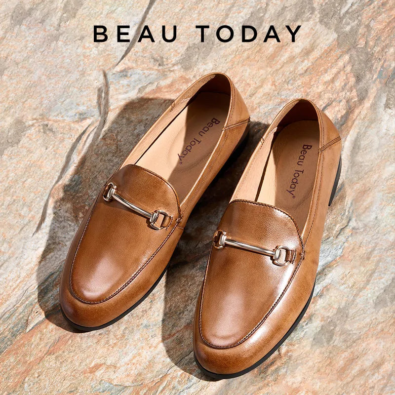 Dress Shoes Women Loafers Cow Leather Sheepskin Rubber Formal Business Suit Ladies 2025 Spring Autumn Handmade 27171